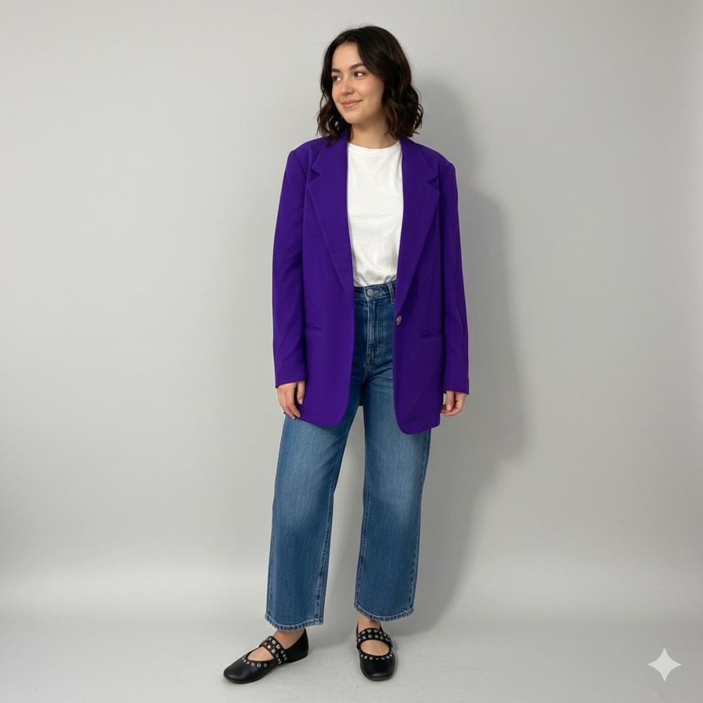 VINTAGE Purple 100% Wool Blazer